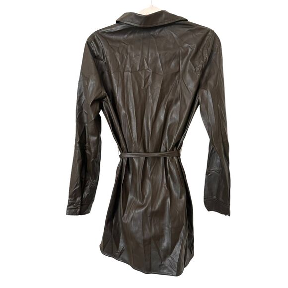 SANCTUARY‎ Faux Leather Belted Shirt Mini Dress Sz Small - Picture 4 of 5